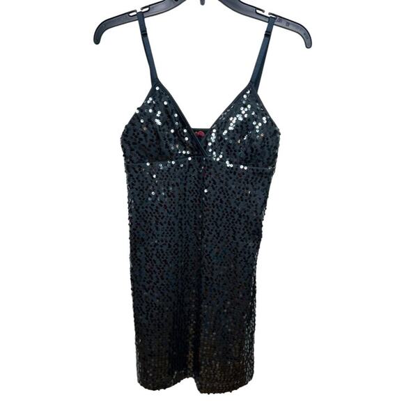 Forever21 Gray Sequin Sleeveless Mini Dress With Adjustable Spaghetti Straps, L - Picture 1 of 6